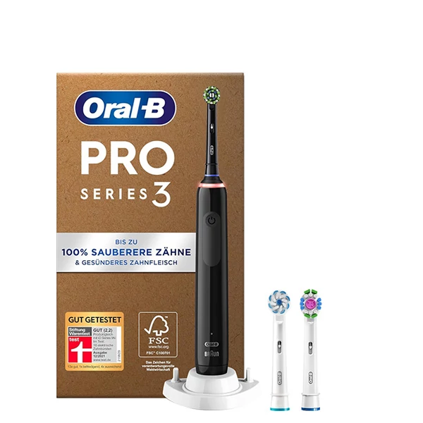 Зубная щетка Oral-B D505 PRO 3 3000 Cross Action Black (3 нас. + Рожок)
