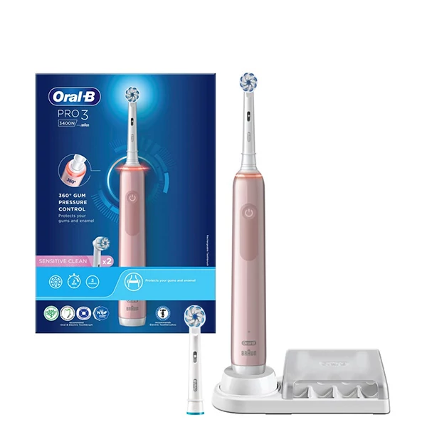 Электрическая зубная щетка Oral-B D505 PRO 3 3400N Sensitive Clean Pink (2 нас.) ЕС