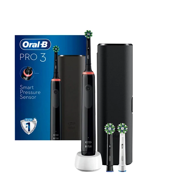 Зубная щетка Oral-B D505 PRO 3 3500 Cross Action Black с футляром (3 нас.)
