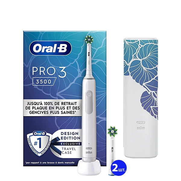 Зубная щетка Oral-B D505 PRO 3 3500 Cross Action Design Edition White с футляром (3 нас.)