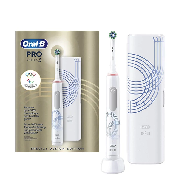 Электрическая зубная щетка Oral-B D505 PRO 3 3500 Cross Action White Olympic Edition с футляром