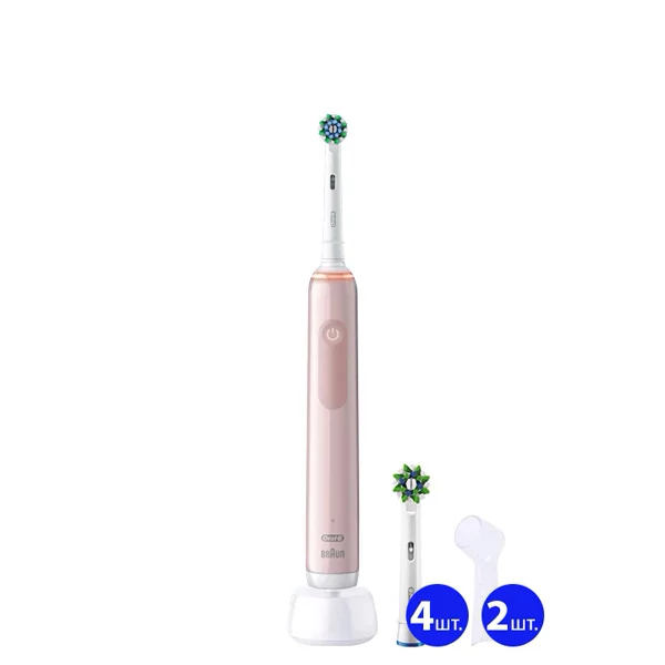 Электрическая зубная щетка Oral-B D505.513.3 PRO 3 3000 Pink (5 нас.) + 2 колпачка