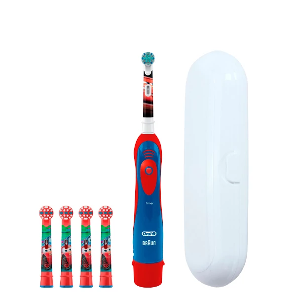Зубная щетка Oral-B DB4.510.К Extra Soft «Тачки» на батарейках детская + 4 нас. с футляром
