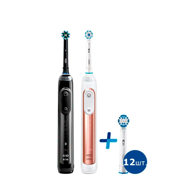 Зубная щетка Oral-B Genius 10000N Gold Rose (12 нас.) + Black Семейный набор light ЕС