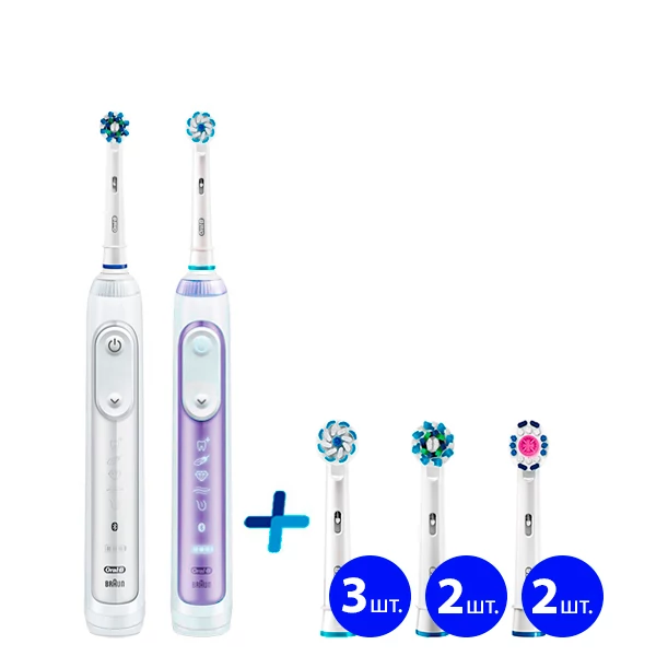 Зубная щетка Oral-B Genius 10000N Violete (8 нас.) + White Семейный набор light ЕС