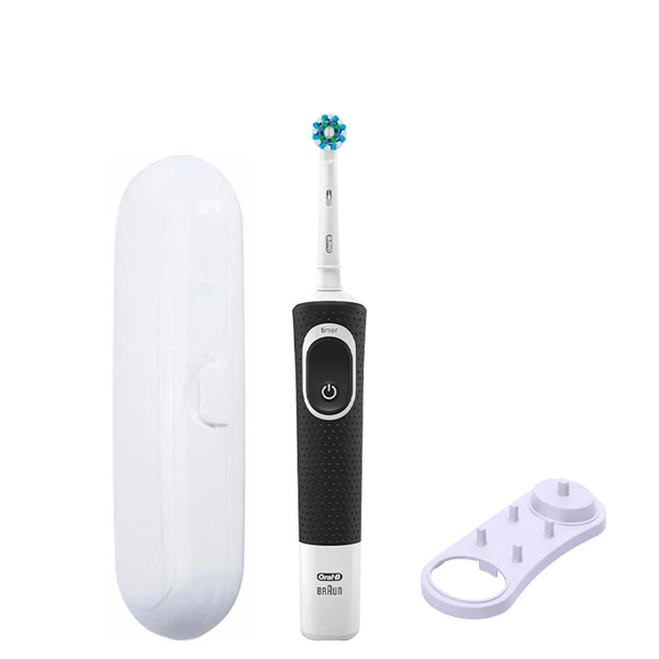 Зубная щетка Oral-B Vitality 100 Cross Action Black подставка + футляр белый