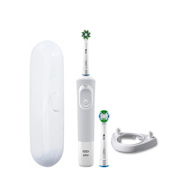 Электрическая зубная щетка Oral-B Vitality 100 Cross Action CleanMaximiser White 2 нас. + Подставка рожок/футляр белый ЕС