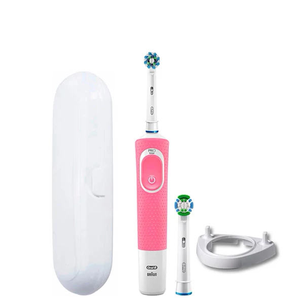 Зубная щетка Oral-B Vitality 100 Cross Action Pink 2 нас. + подставка рожок/футляр белый ЕС