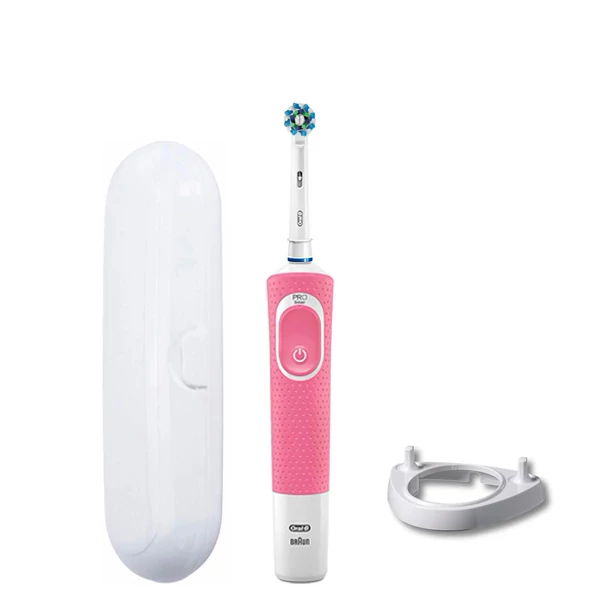 Зубная щетка Oral-B Vitality 100 Cross Action Pink подставка рожок + футляр белый ЕС
