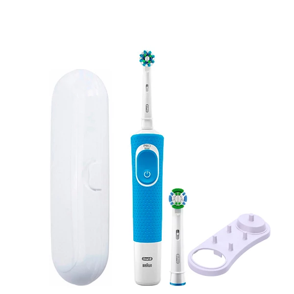 Зубная щетка Oral-B Vitality D100.413.1 Crossaction Blue 2 нас. + подставка/футляр белый