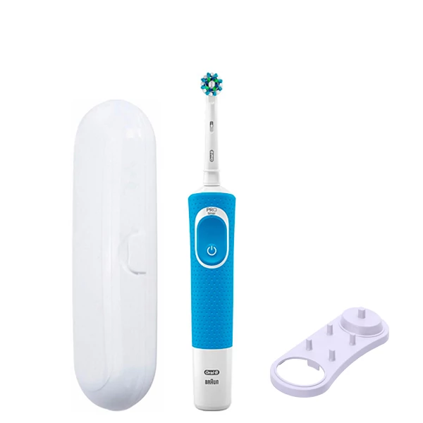 Зубная щетка Oral-B Vitality D100.413.1 Crossaction Blue подставка + футляр белый