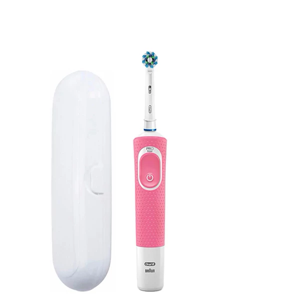 Зубная щетка Oral-B Vitality 100 Cross Action Pink + футляр белый