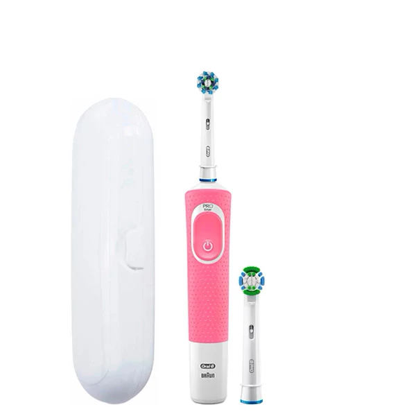 Зубная щетка Oral-B Vitality 100 Cross Action Pink 2 нас. + футляр белый
