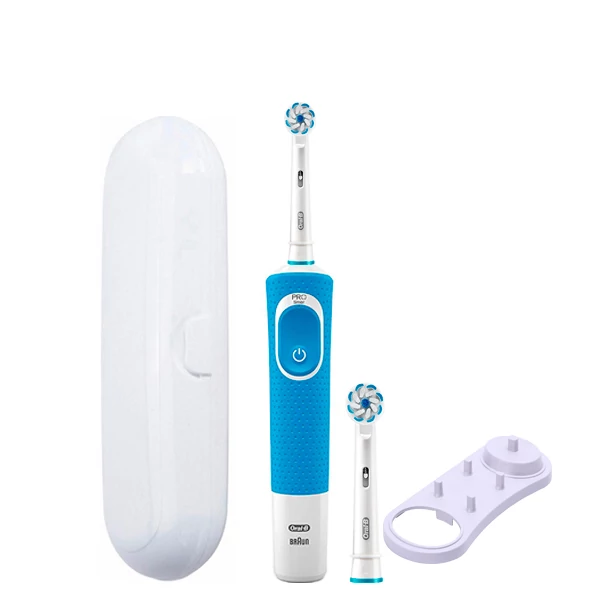 Зубная щетка Oral-B D100 Junior 6+ Blue 2 насадки + подставка  + футляр белый