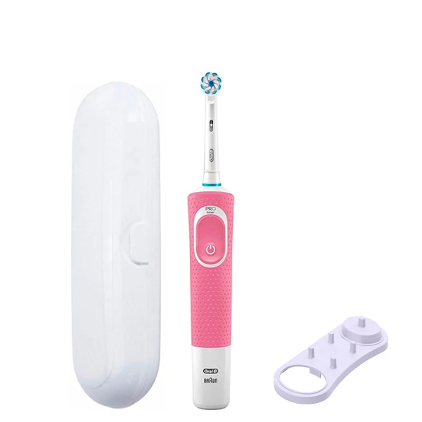 Зубная щетка Oral-B Vitality 100 Junior 6+ Pink подставка + футляр белый