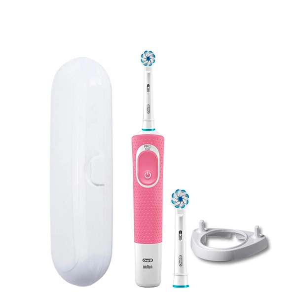 Зубная щетка Oral-B Vitality 100 Junior 6+ Pink 2 насадки + подставка рожок + футляр белый ЕС
