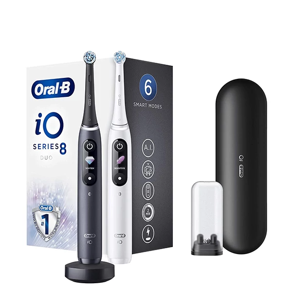 Зубная щетка Oral-B iO 8 Duo White Alabaster/Black Onyx Семейный набор ЕС