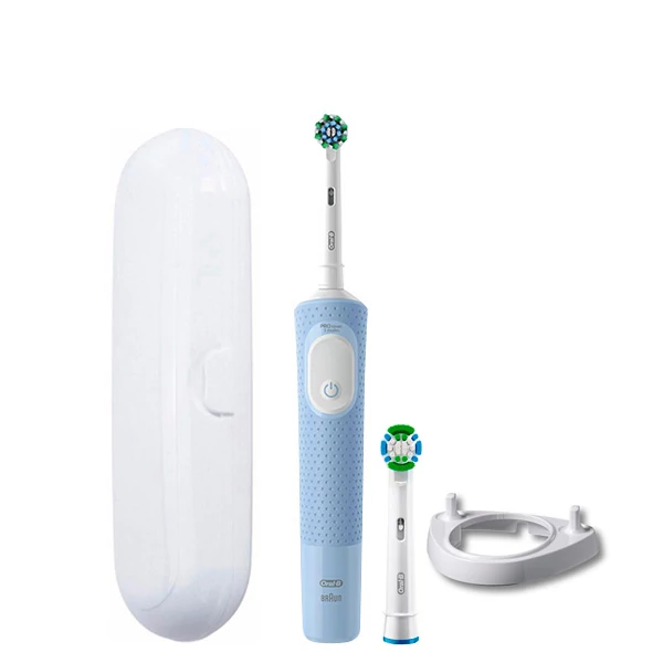 Электрическая зубная щетка Oral-B D103 Vitality Pro Cross Action CleanMaximiser Blue (2 нас.) + Подставка рожок и футляр ЕС