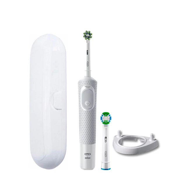 Электрическая зубная щетка Oral-B D103 Vitality Pro Cross Action CleanMaximiser White (2 нас.) + Подставка рожок и футляр ЕС