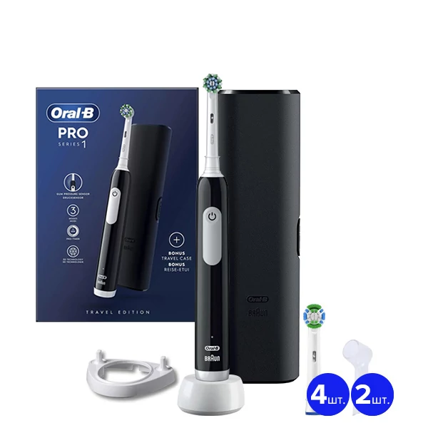 Электрическая зубная щетка Oral-B D305.513.3X Pro Series 1 Black Travel Case (5 нас.) + Рожок