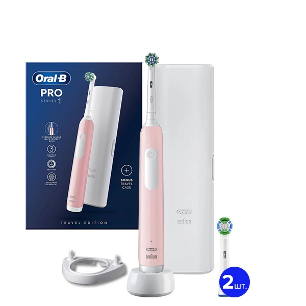 Электрическая зубная щетка Oral-B D305.513.3X Pro Series 1 Pink Travel Case (3 нас.) + Рожок