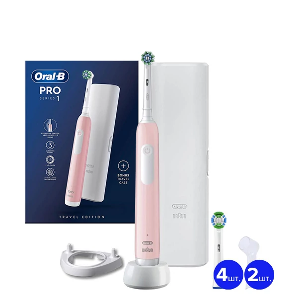Электрическая зубная щетка Oral-B D305.513.3X Pro Series 1 Pink Travel Case (5 нас.) + Рожок
