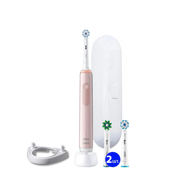 Электрическая зубная щетка Oral-B D505 PRO 3 3000 Sensitive Clean Pink (4 нас.) Рожок + Футляр ЕС