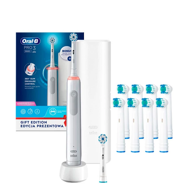 Электрическая зубная щетка Oral-B D505 PRO 3 3500 Ultra Thin White (2 нас.) с футляром ЕС