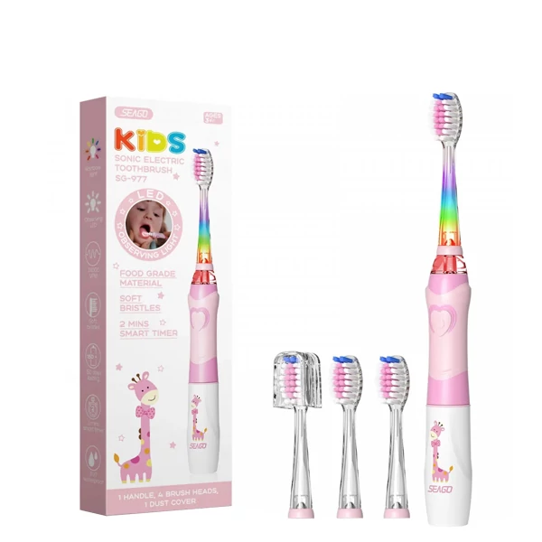 Электрическая зубная щетка Seago SG-977 Giraffe Pink (3+) (4 нас.)