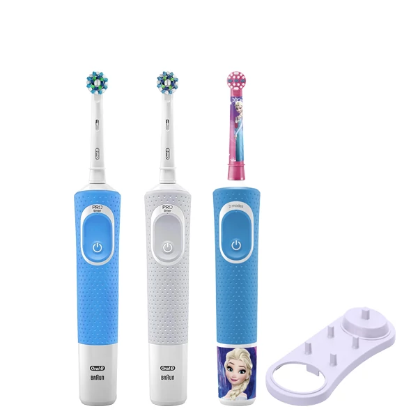 Зубные щетки Vitality D100 + D100 Kids Girl Семейный набор 3 в 1 c подставкой