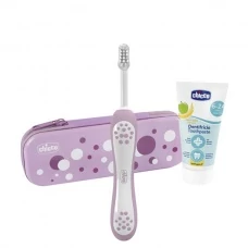 Мануальная зубная щетка Chicco и зубная паста для детей (с футляром) Pink ЕС