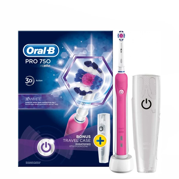 Зубная щетка Oral-B D16 Pro 750 3DWhite Pink + футляр ЕС