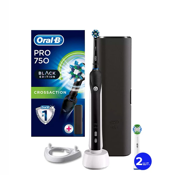 Зубная щетка Oral-B D16.513.1UX PRO 750 CA BLACK EDITION (3 нас.) + рожок ЕС