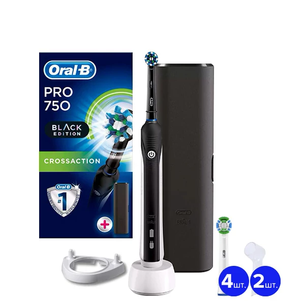 Зубная щетка Oral-B D16.513.1UX PRO 750 CA BLACK EDITION (5 нас.) + рожок