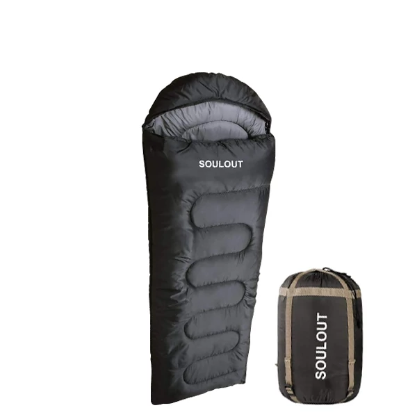 Спальный мешок SOULOUT B07R4F71RZ (0 °C до 20 °C) Black Кокон ЕС