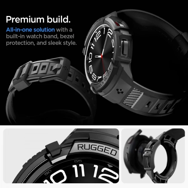 Браслет Spigen Rugged Armor Pro Galaxy Watch 6 Classic (47 мм) Matte Black Case