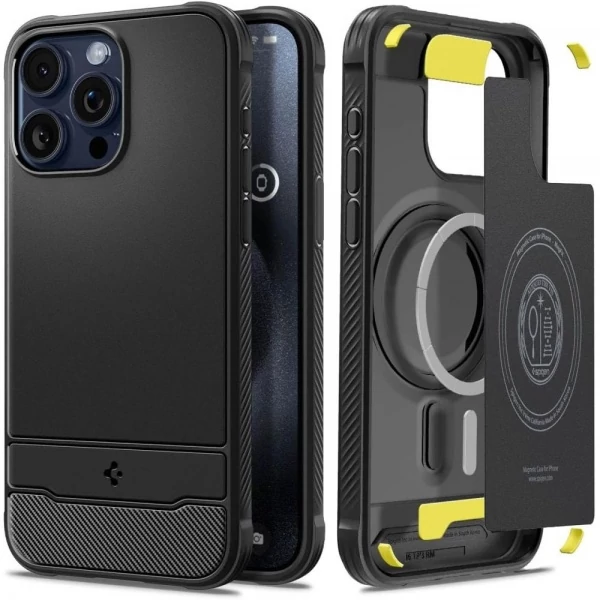 Чехол Spigen Rugged Armor Mag Magsafe iPhone 15 Pro Matte Black Черный Case