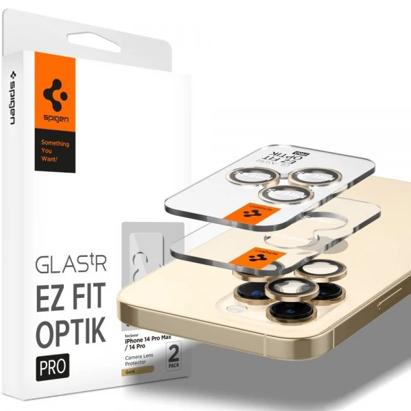 Защитная пленка для камеры Spigen Optik.tr EZ FIT Camera Protector 2-pack iPhone 14 Pro / 14 Pro Max Gold