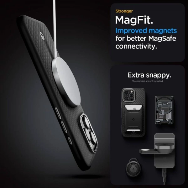 Чехол SPIGEN ENZO ARAMID MAG MAGSAFE IPHONE 16 PRO MAX BLACK/SILVER