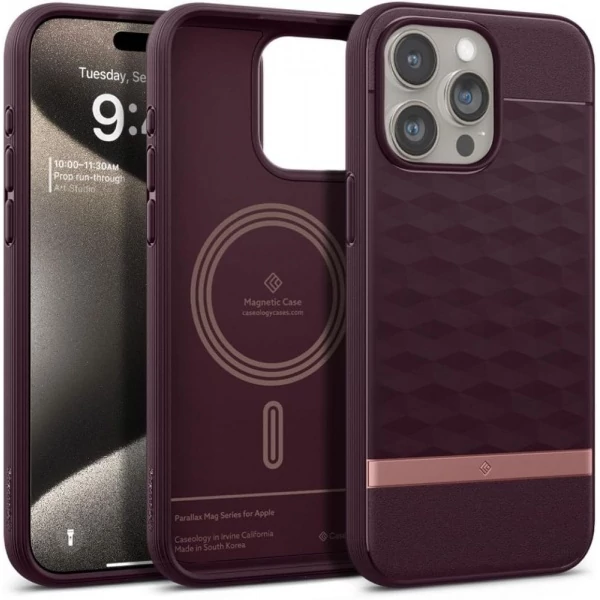 Чехол iPhone 15 Pro Max Caseology Parallax Mag Magsafe Burgundy Case