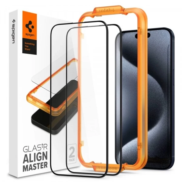 Закаленное стекло Spigen Alm Glass Fc 2-pack iPhone 15 Pro Black
