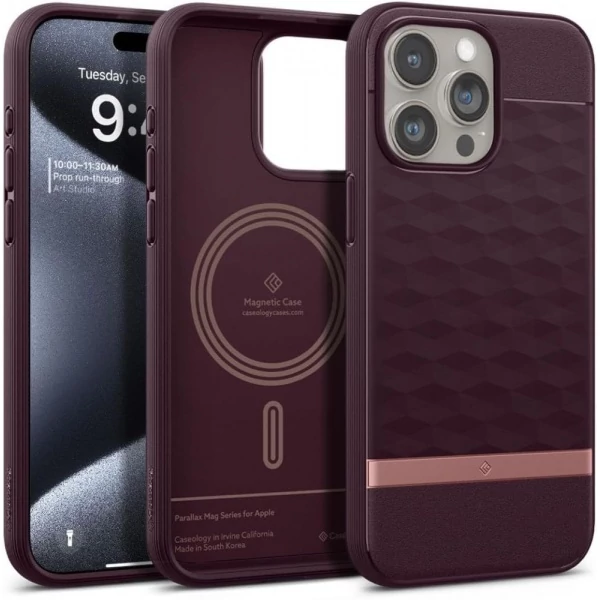 Чехол Caseology Parallax Mag Magsafe iPhone 15 Pro Burgundy Case