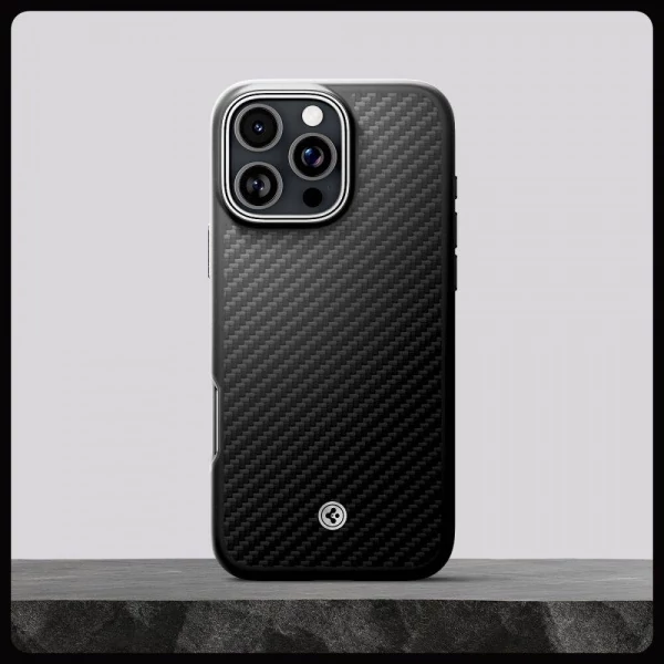 Чехол SPIGEN ENZO ARAMID MAG MAGSAFE IPHONE 16 PRO MAX BLACK/SILVER