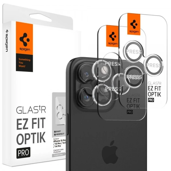 Стекло защитное Spigen Optik.Tr Ez Fit Camera Protector 2-Pack IPhone 14 Pro/14 Pro Max/15 Pro/15 Pro Max/16 Pro/16 Pro Max Crystal Clear AGL06914