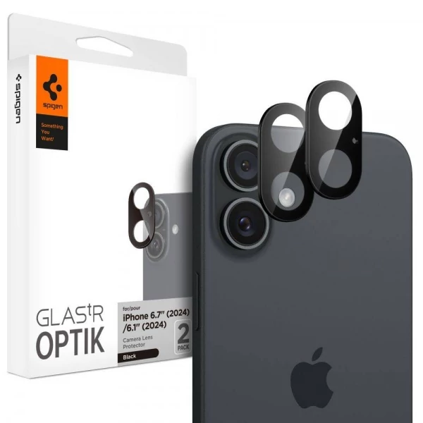 Защитная пленка для камеры Spigen Optik Glas.Tr Camera Protector 2-Pack IPhone 16/16 Plus Black AGL07922