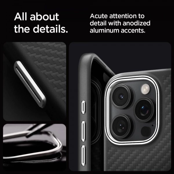Чехол SPIGEN ENZO ARAMID MAG MAGSAFE IPHONE 16 PRO MAX BLACK/SILVER