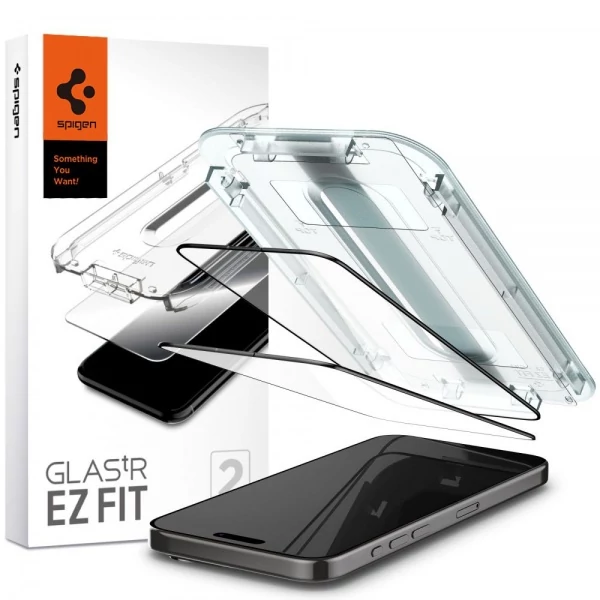 Закаленное стекло Spigen Glas.tr EZ FIT Fc 2-pack iPhone 15 Pro Max Black