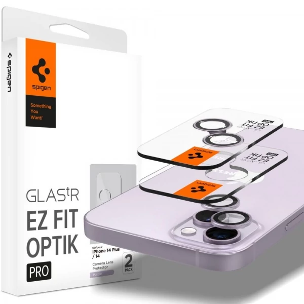 Защитная пленка для камеры Spigen Optik.tr EZ FIT Camera Protector 2-pack iPhone 15 / 15 Plus / 14 / 14 Plus Purple