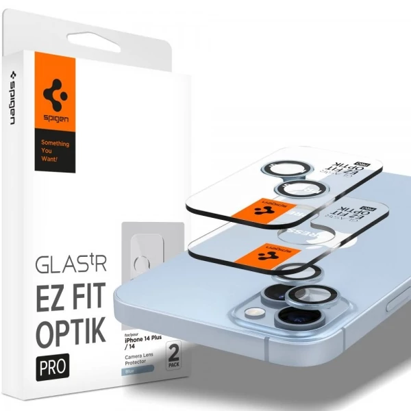 Защитная пленка для камеры Spigen Optik.tr EZ FIT Camera Protector 2-pack iPhone 14 / 14 Plus Blue