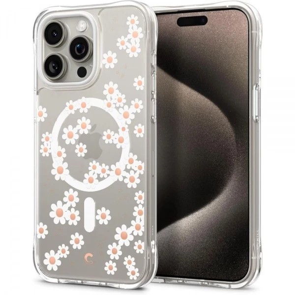 Чехол iPhone 15 Pro Max Spigen Cyrill Cecile Mag Magsafe White Daisy Case